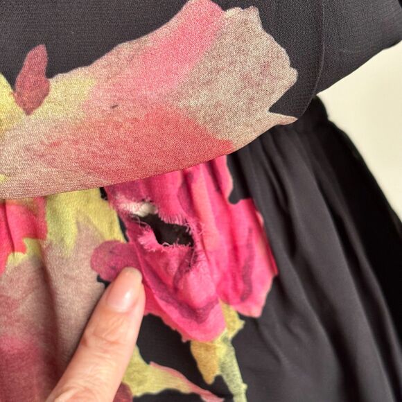 The Kooples Floral Voile Maxi Dress - Black Size 1/ US Small “defects:" - Picture 10 of 12